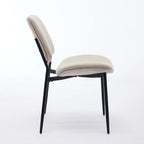 Retro Linen Dining Chairs Set of 2, Bentwood Back with Metal Legs