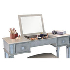 2-Drawer Mirrored Dresser with Vanity Table, Flip-Up Mirror, and Stool