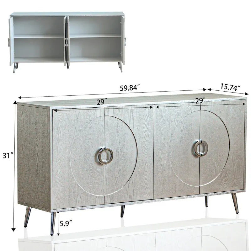59.84W 4 Door Wooden Cabinet Sideboard Buffet - N/A
