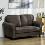 HOMCOM 61  Loveseat Sofa, Mid Century Modern 2 Seater Small Couch with Nailhead Trim, Rolled Arm, Fabric Upholstered Love Seat