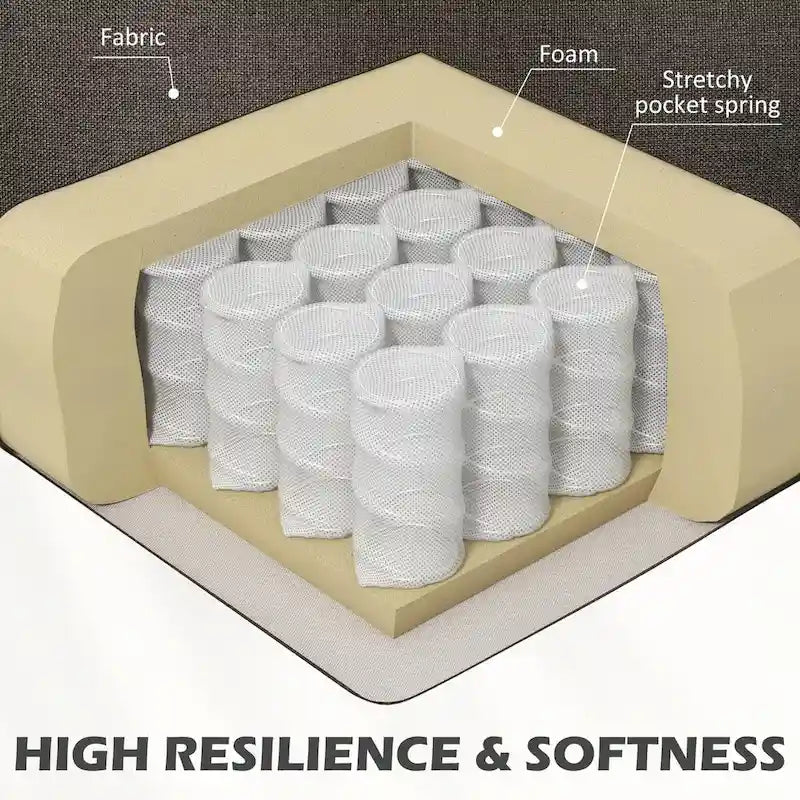 HOMCOM 61  Loveseat Sofa, Mid Century Modern 2 Seater Small Couch with Nailhead Trim, Rolled Arm, Fabric Upholstered Love Seat