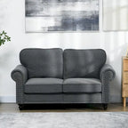 HOMCOM 61  Loveseat Sofa, Mid Century Modern 2 Seater Small Couch with Nailhead Trim, Rolled Arm, Fabric Upholstered Love Seat