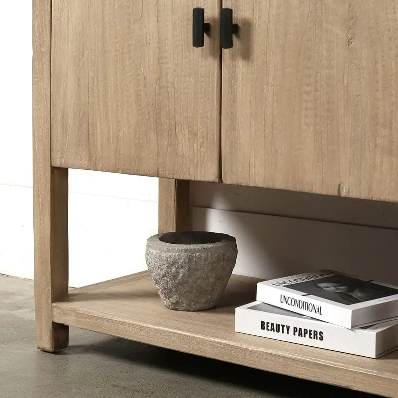 Approx.67 Inches Long Four Doors Sideboard with Shelf Weathered Natural