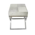 Leather Geometric Home Bench with Angled Silver Metal Base - Light Grey - Roche River Decor