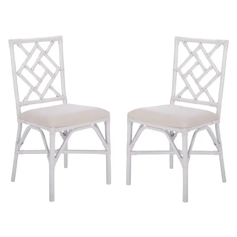SAFAVIEH Maye Rattan Accent Chair with Cushion (Set of 2) - 18.5  W x 20.9  L x 35.8  H - 19Wx21Dx36H