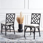 SAFAVIEH Maye Rattan Accent Chair with Cushion (Set of 2) - 18.5  W x 20.9  L x 35.8  H - 19Wx21Dx36H
