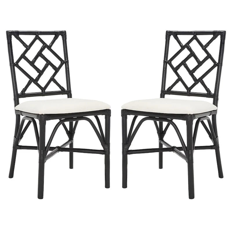 SAFAVIEH Maye Rattan Accent Chair with Cushion (Set of 2) - 18.5  W x 20.9  L x 35.8  H - 19Wx21Dx36H