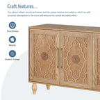 Carved Flower Door Large Storage Cabinet with Metal Handle