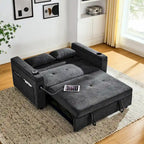54 Pull-Out Sleeper Sofa Bed, 2 Seat Recliner Sofa Bed with Storage, Lumbar Pillow, USB Power Outlet