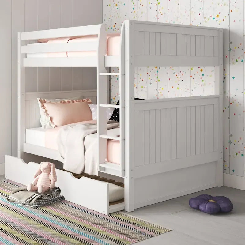 Camaflexi Full over Full Bunk Bed with Twin Trundle - Panel Headboard