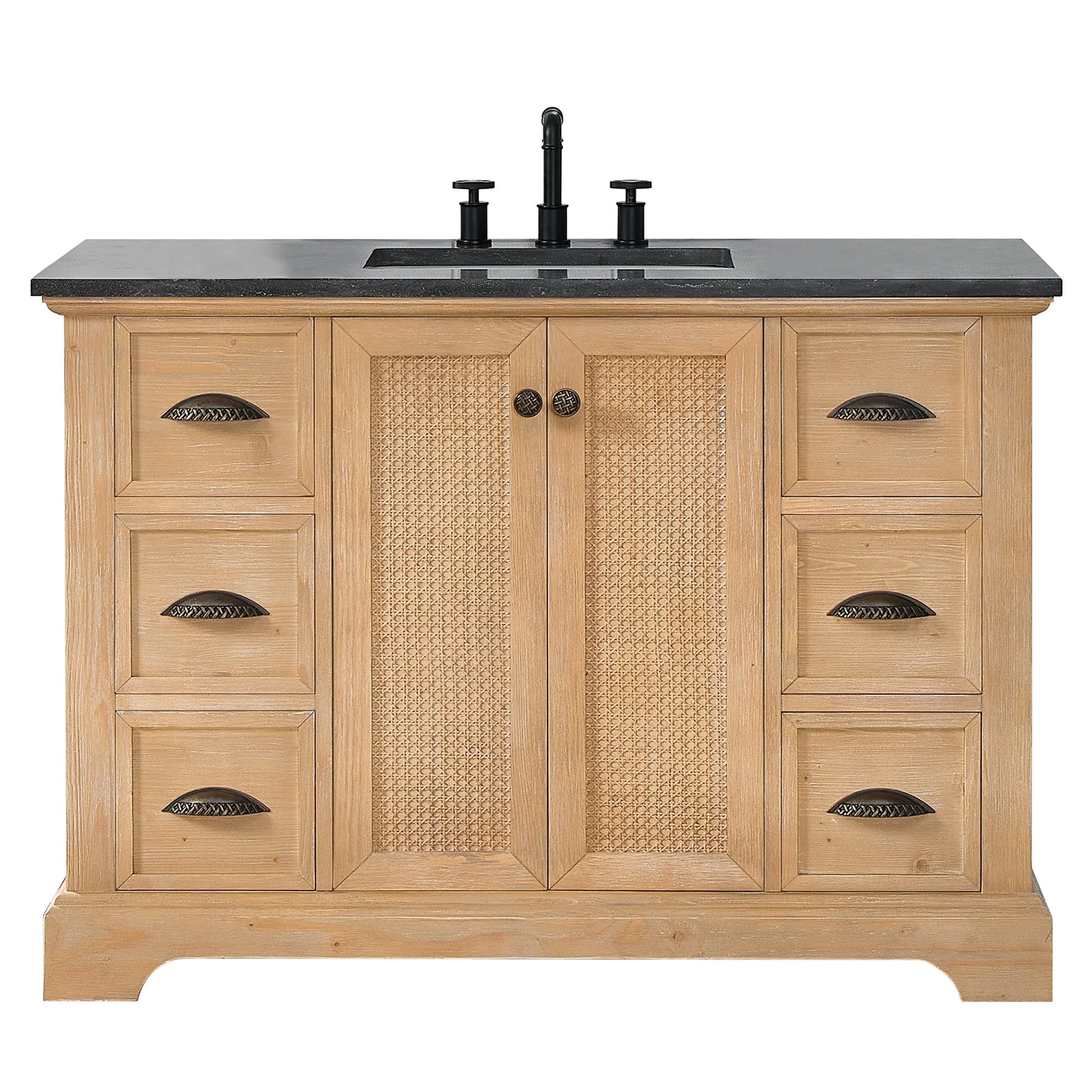 Hervas Bath Vanity with Natural Marble Top without Mirror