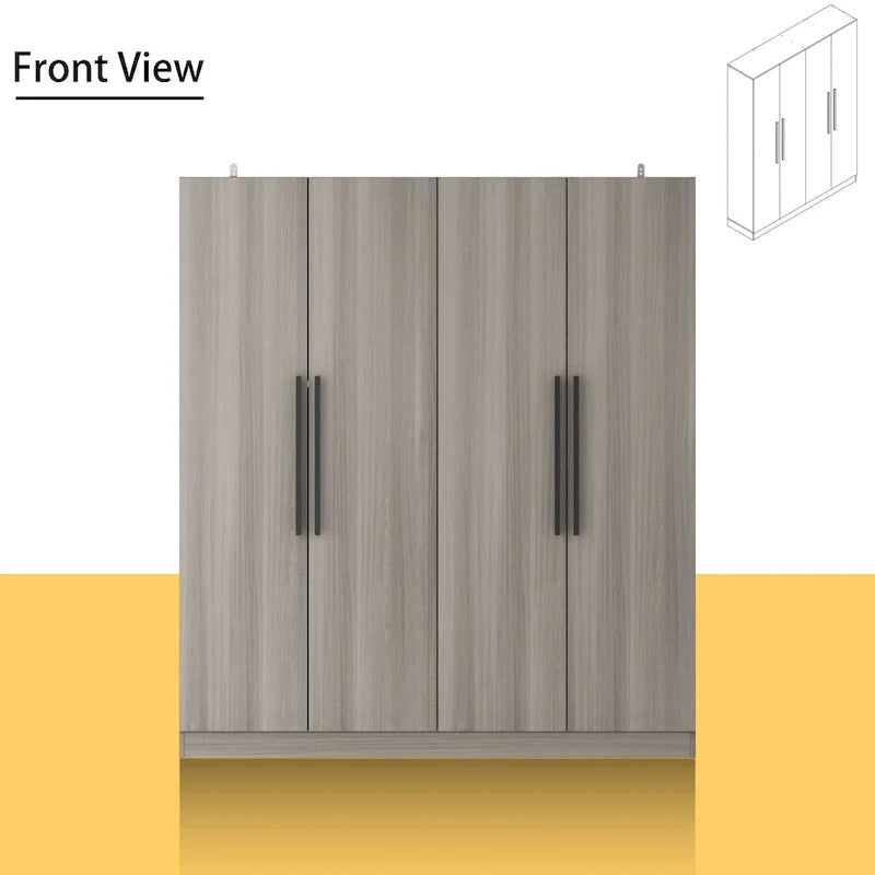 Modern Freestanding Solid Wood Wardrobe Closet With Storage Shelves