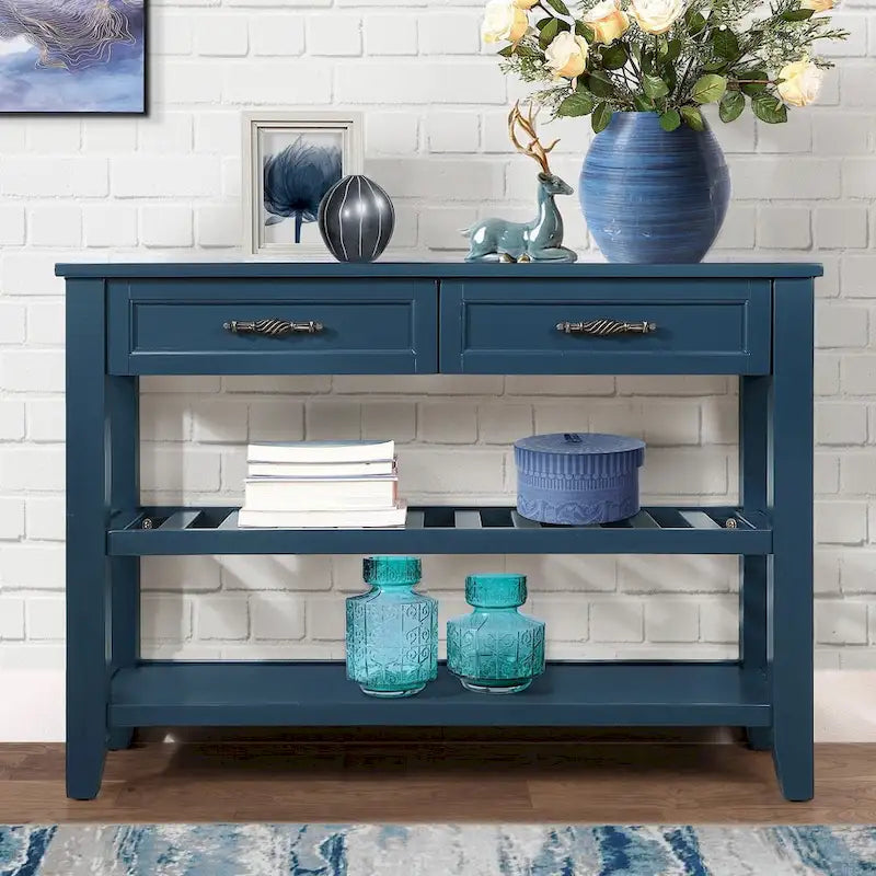 42 Console Sofa Table with Drawers and Tiers Shelves
