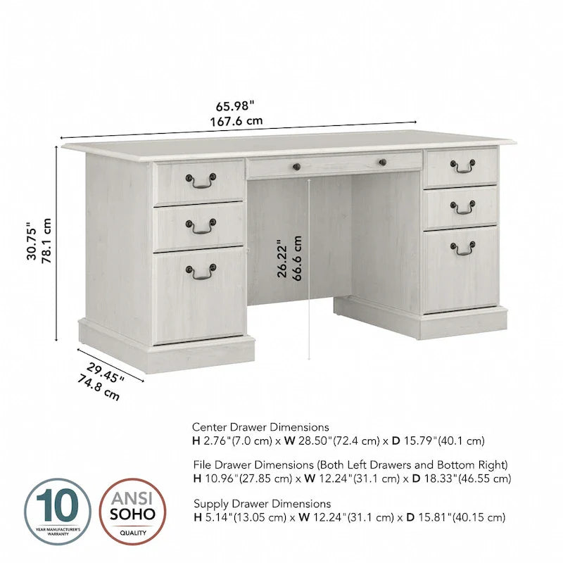 Bush Furniture Saratoga Executive Desk with Drawers and Storage