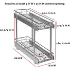 Pull Out Cabinet Organizer 2 Tier  Heavy Duty Metal with Lifetime Limited Warranty - Anti Rust Chrome Finish