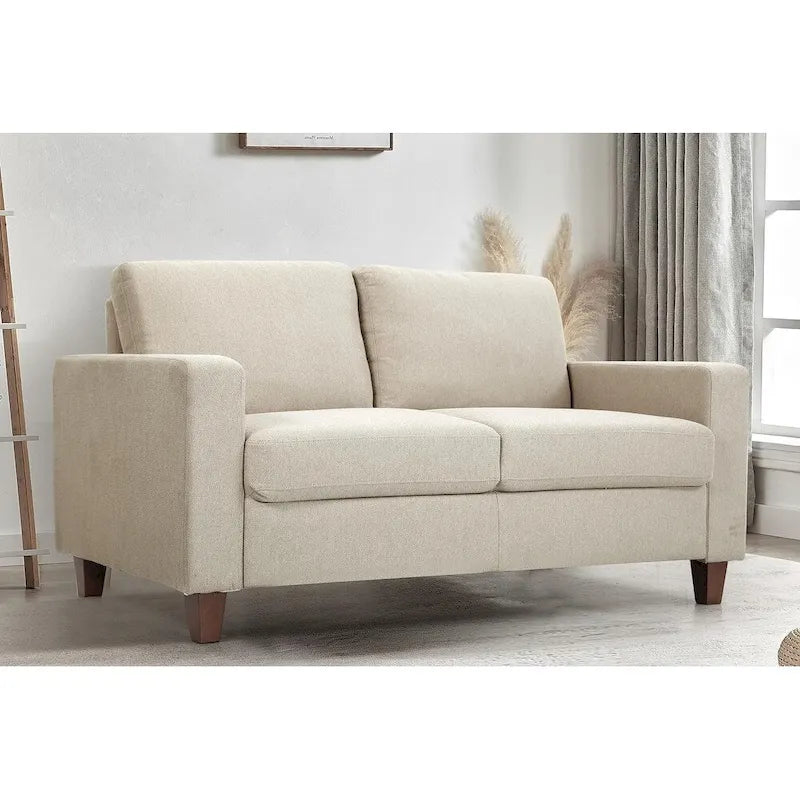 Miles Mid Century Modern Loveseat 2 Seater Sofa Couch with Reversible Back Pillows Large