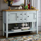 Retro Style Buffet Sideboard Wood Console Table with Bottom Shelf, Easy Assemble, for Living Room, Kitchen, Entryway