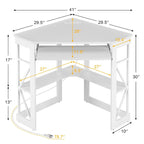 Corner Desk Small Desk with Outlets Corner Table for Small Space, Computer Desk with USB Ports Triangle Desk with Storage