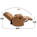 Lazy Boy Swivel Rocker Fabric Recliner Chair, Overstuffed Large Manual Recliner Glider with Pillow Top Arms and Cushion Back