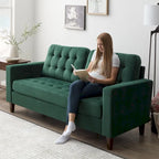 Brookside Brynn 76-in. Square-arm Faux Leather/Velvet/Fabric Sofa