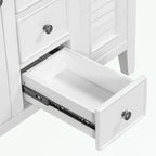 Bathroom Vanity with Ceramic Basin, Two Cabinets and Five Drawers