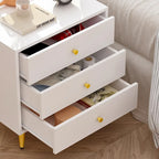 White Nightstands Bedside Table End Table Gold Metal Legs1 Pcs