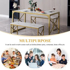 VECELO 3-pieces Dining Table with Bench, Dinning Room Table Set for 4-6, Kitchen Table with 2 Benches Dining Table Set