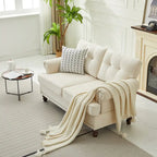 Set of 3 Chenille Sofa Set for Living Room, Button-Tufted & Nailhead Upholstery, Solid Rubberwood Legs