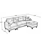 Sectional Sofa Living Room with L Shape Chaise Lounge and cup holder