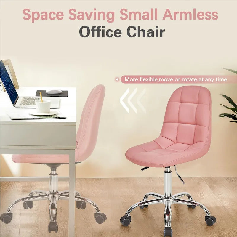Javlergo Armless Home Office Chair, Height Adjustable Computer Desk Chair with Wheels