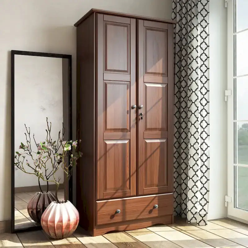 Palace Imports 100% Solid Wood Flexible Wardrobe Armoire with Metal or Wooden Knobs