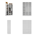 47.2 Wide Armoire LED Light All Glass Door Closet Cabinet Wardrobe