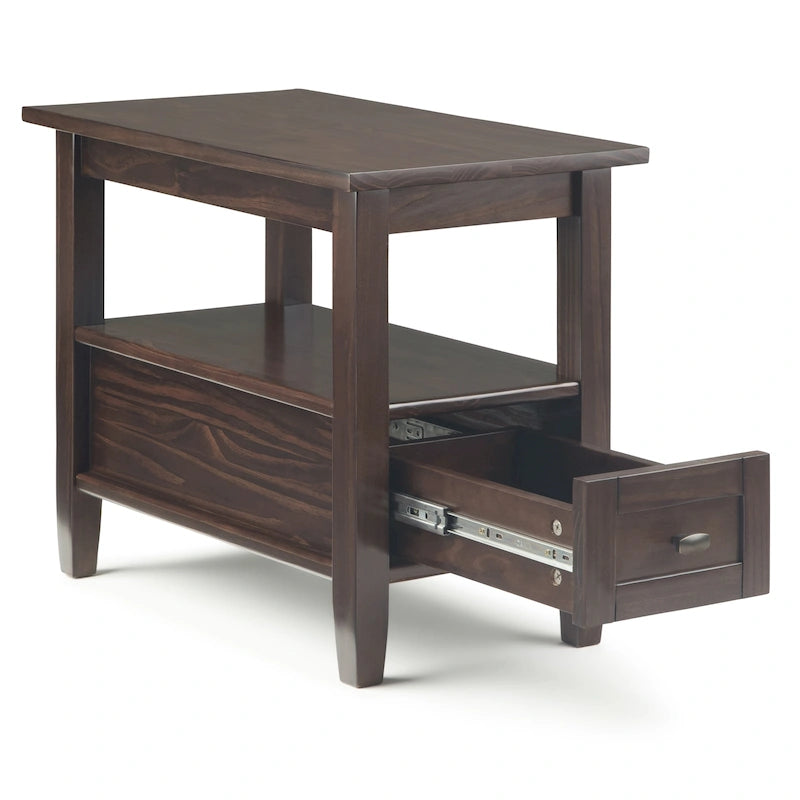 WYNDENHALL Norfolk SOLID WOOD 14 inch Wide Rectangle Transitional Narrow Side Table - 14 Inches wide