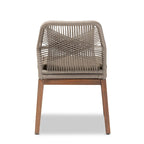 Modern Transitional-Style Rope-Woven Mahogany Dining Chair 鈥?Gray
