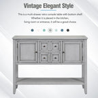 Retro Style Buffet Sideboard Wood Console Table with Bottom Shelf, Easy Assemble, for Living Room, Kitchen, Entryway