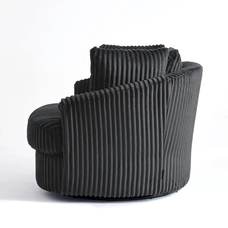 DREAMSIDEA 2 Set Recessed Arm Slipcovered Swivel Barrel Chair