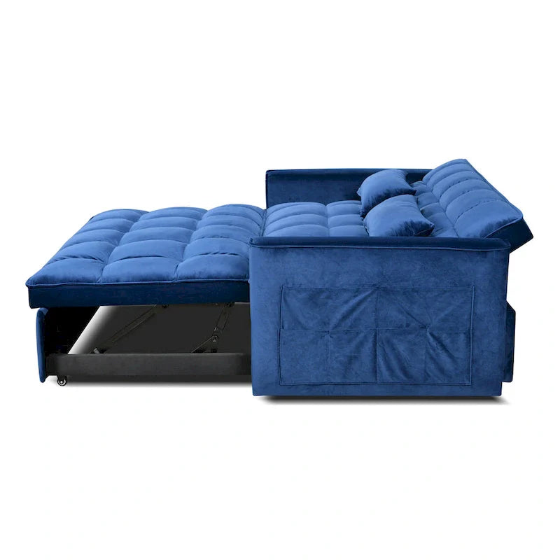 Modern Velvet Futon Loveseat with Reclining Backrest & Pockets, Seats 2 鈥?Dark Gray / Light Gray / Blue / Black