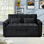 Modern Velvet Futon Loveseat with Reclining Backrest & Pockets, Seats 2 鈥?Dark Gray / Light Gray / Blue / Black