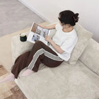 Large Modular Sectional Sofa Corduroy Upholstery U-Shaped 4 Seater with 2 Ottoman and 5 Pillows
