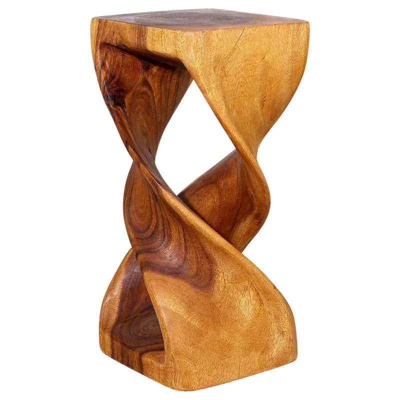 Haussmann Wood Double Twist Stool Table 12 in SQ x 26 in H Oak Oil - 12  x 12  x 26