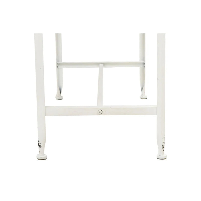 Zinc-Finished Metal and Wood Scalloped Edge Sofa Table