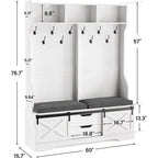 Hall Tree With Bench And Shoe Storage Coat Rack Barn Door