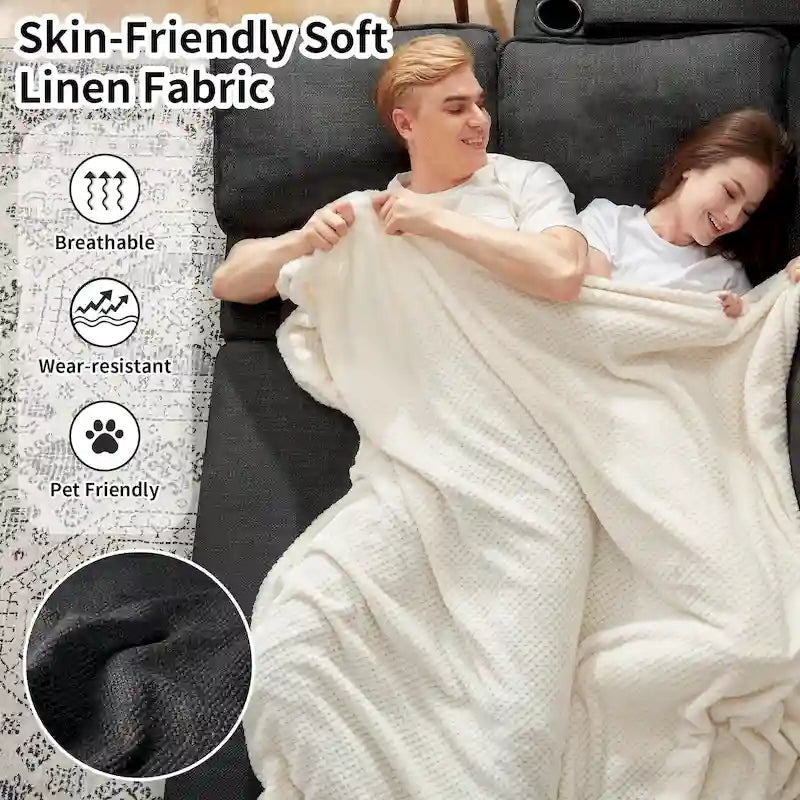 80 L-Shaped Sofa Couch Bed, Sofa Sleeper with Pull Out Bed, Reversible Sleeper Sofa Bed