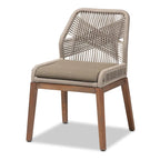 Modern Transitional-Style Rope-Woven Mahogany Dining Chair 鈥?Gray