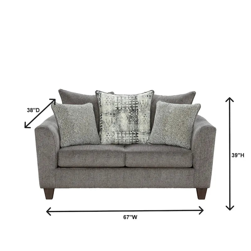 Roundhill Furniture Davoz 2-Piece Living Room Set, Sofa and Loveseat, Tori Slate