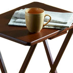 PJ Wood Folding TV Tray Tables with Compact Storage Rack, Espresso, 5 Piece Set - 36.38