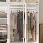 47.2 Wide Armoire LED Light All Glass Door Closet Cabinet Wardrobe
