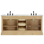 Hervas Bath Vanity with Natural Marble Top without Mirror