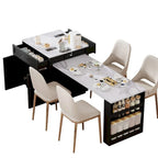 82.7 Wooden 4-6 Person Kitchen Island with Extendable Dining Table and Double-sized Storage