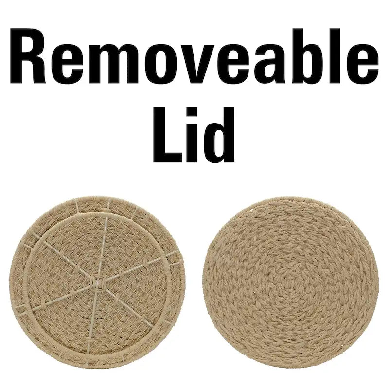 Household Essentials Handwoven Barrel Wicker Storage Basket Side Table - 17.0L x 17.0W x 19.0H